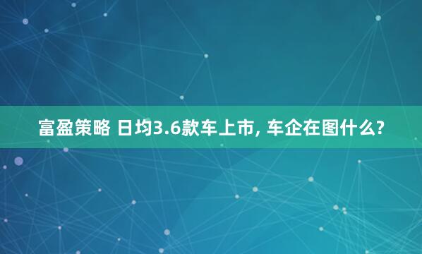富盈策略 日均3.6款车上市, 车企在图什么?